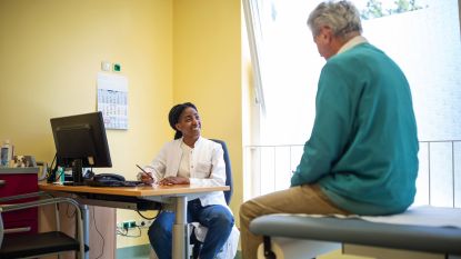 A patient speaking with a doctor